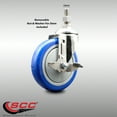 thumbnail image 2 of 5 Inch 316SS Blue Polyurethane Swivel 12mm Threaded Stem Caster with Brake, 2 of 2