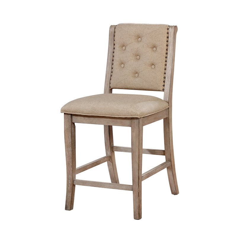 Furniture of America Schuster Wood Tufted Counter Stool in Natural (Set