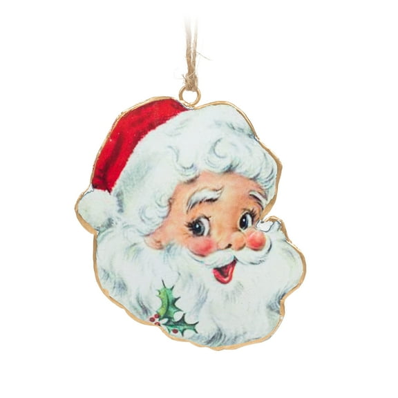 Abbott Collection 37-IMPRINT-039 Retro Santa Head Ornament, Red