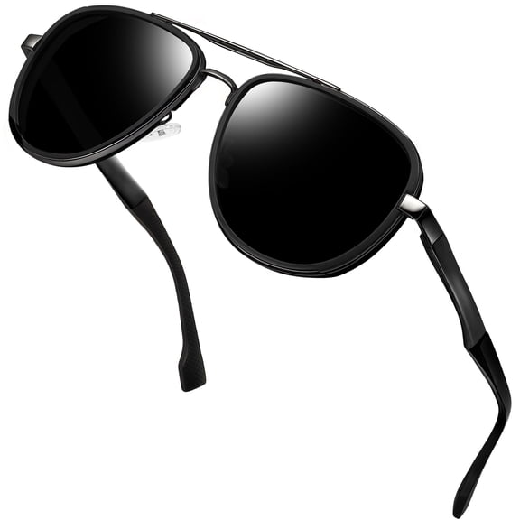 KANASTAL Aviator Sunglasses Polarized Men UV400 Retro Sun Glasses Double Bridge Design, Spring Hinges for Comfort, Unisex Style Shades for Driving Holiday Summer Travel Beach