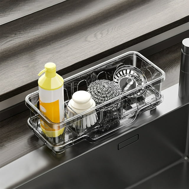 Amzcrzy P Lastic Faucet Drain Rack Kitchen Sink Organizer Sponge Stand Rack Compact and Stylish Storage Tool Drainage Sponge Syand for Bathrooms Process Rooms Dorm Room Essentials Kitchen Appliances