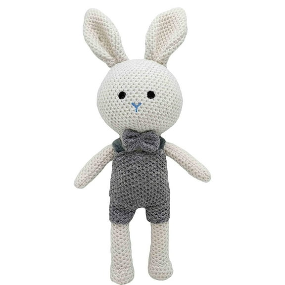 12 inches Crochet Elegant Lovers Bunny Stuffed Animal, Handmade Knitted Rabbit Plush Toys Girlfriend Gift (Gentleman Rabbit)