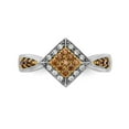 thumbnail image 4 of Solid 14k White and Yellow Gold Two TonedW Yellow White and Champagne Diamond Ring Band Size 6 (.345 cttw.), 4 of 6