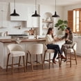 thumbnail image 2 of Guyou Modern Bar Stools Set of 2, 26" Counter Height Bar Stools with Footrests, Linen Upholstered Kitchen Island Chairs for Dining Rooms, Kitchens, and Bars, Beige, 2 of 11