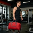 thumbnail image 7 of Foldable Sports Gym Bag with Shoe Compartment, Lightweight Travel Duffle for Workout and Weekend Trips,Red-45x30x12cm, 7 of 7
