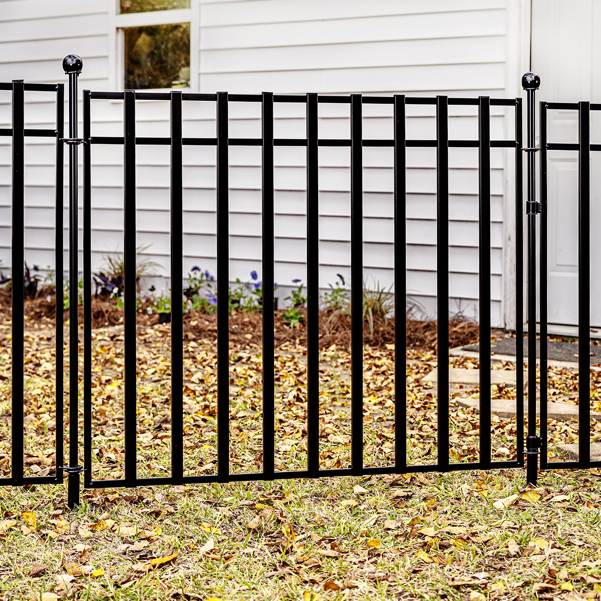 Yardlink Black Steel 3-Rail Fence Panel, 34 inch H x 47 inch W