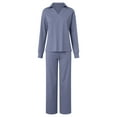 thumbnail image 6 of felwors Women's 2 Piece Lounge Sets Side Slit Outfits Wide Leg Tracksuit Comfy Loungewear Fashion Sweatsuit Purple, L, 6 of 8