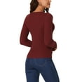 thumbnail image 3 of INSPIRE CHIC Women's Winter Long Sleeve Ribbed Knitted Tops Casual Cut Out Pullover Sweater S Red, 3 of 5