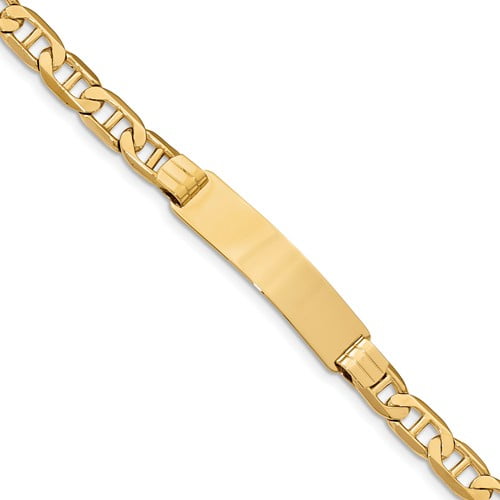 14k Yellow Gold Engravable 8in Anchor Men's Link ID Bracelet (Plate: 1.7in x 0.4in) by Jewelrypot