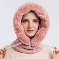 thumbnail image 5 of Gorro de invierno para mujer Conjunto de mascarilla de punto de una pieza con forro de lana gruesa Bufanda de cuello redondo con pompadour Gorro de esquí, 5 of 5