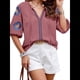 thumbnail image 1 of Blusas de Verano para Mujer, Blusas Florales Bordadas con Mangas Abullonadas, Cuello en V, Estilo Bohemio, Informal Rosa M, 1 of 7