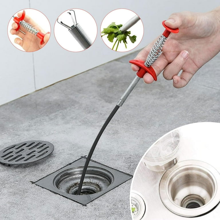New Upgrade 76 Inch Drain Snake Hair Drain Clog Remover Tool - Sink