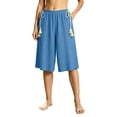 thumbnail image 2 of Utoimkio Elastic Waist Textured Culottes for Women Casual Loungewear Shorts with Tassel Drawstrings, 2 of 5
