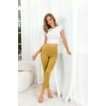 thumbnail image 4 of CALIPESSA Womens Yellow Crease Detail Skinny Leggings Elastic Waist Casual Solid Pencil Pants, 4 of 5