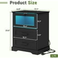 thumbnail image 2 of Hasuit Night Stand with Charging Station and LED Lights, Farmhouse Nightstand with 2 Drawers, Black Bedside Table for Bedroom, 2 of 7