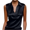 thumbnail image 2 of Women's Sleeveless Silk Satin Blouse, Casual V Neck Tank Top for Business, Office, and Dressy Summer Wear,Black,2XL, 2 of 7