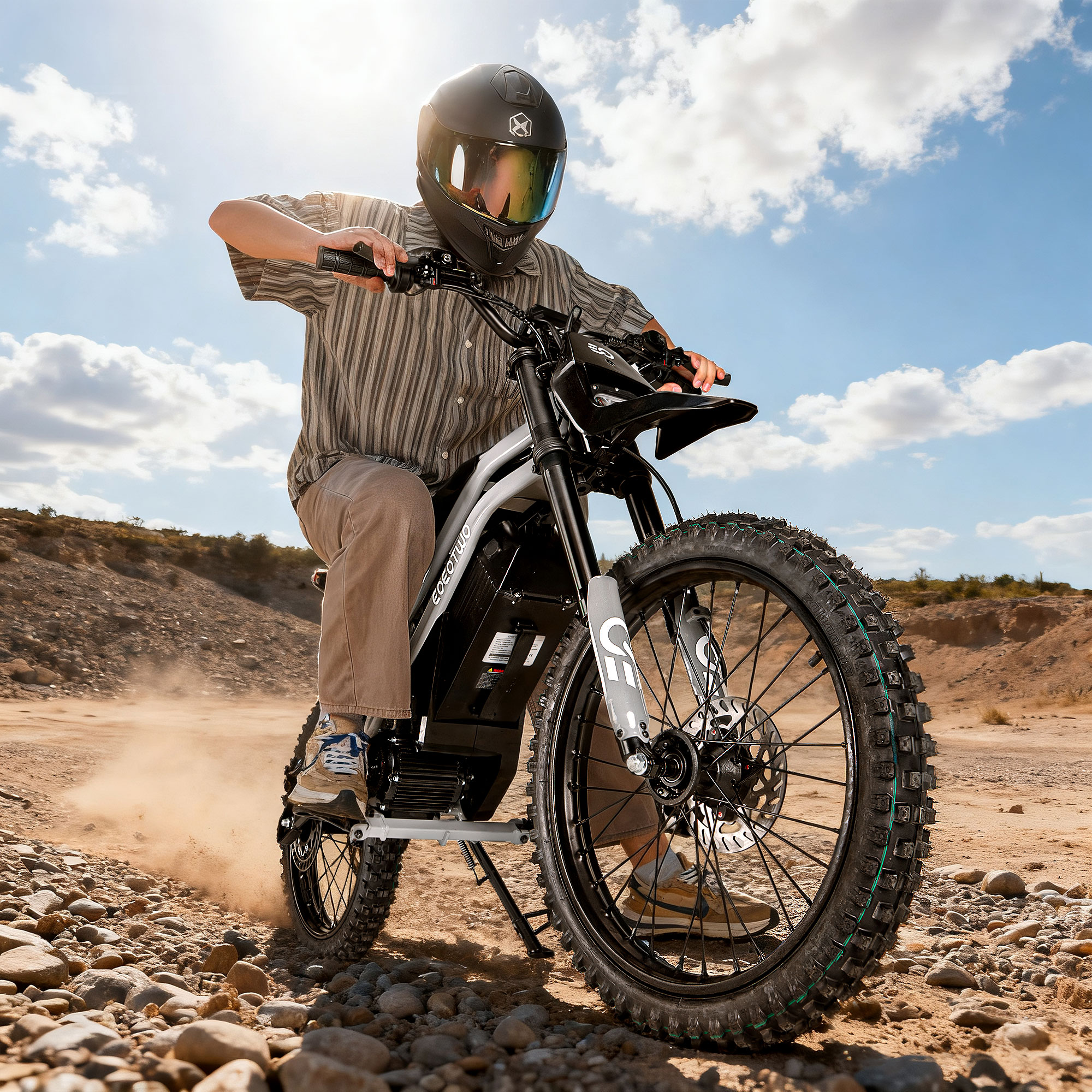 EOEOTWO Electric Dirt Bike for Adult Peak 4000W,Up to 45MPH,60V 35AH 50Miles Long Range Off-road E-bicycle with Front and Rear Hydraulic Disc Brakes