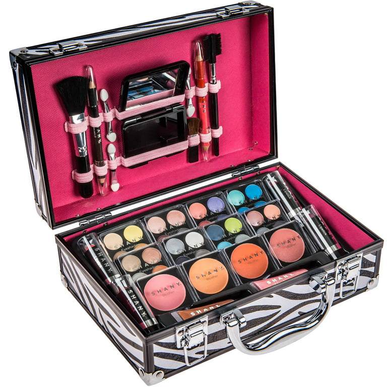 SHANY Carry All Makeup Train Case Pro Teen Makeup Set , Makeup Brushes, Lipsticks, Eye Shadows, Blushes, and more - Zebra - Walmart.com