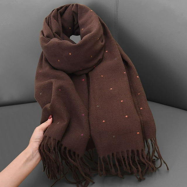 RXIRUCGD Women's Fashionable Solid Color Tassels Soft Skin Friendly Scarf( Coffee )