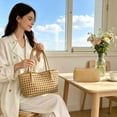 thumbnail image 2 of Fmbmuo Woven Tote Bag for Women Hollow Weave with Inner Pouch, Stylish Shoulder Bag Purse Gift, Casual Beach Travel Handbag, 2 of 4