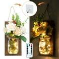 thumbnail image 5 of 2 Packs Wall Decorations for Living Room Mason Jar Home Decor Lights Decorative Wall Sconces with LED Fairy Lights,Art Wall Decor with Remote Control,Sconce Jars for Bar Club Kitchen Bathroom (Roses), 5 of 6