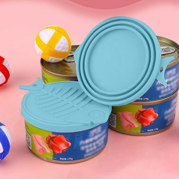 Kitchen Utensil Set Dog Food Can Cover Set Pet Food Can Lids Dishwasher Silicone Pet Can Lids With Spoon Dog Can Cover Cat Can Lids Covers For Dog Cat Food Feeding Can Supplies, Blue