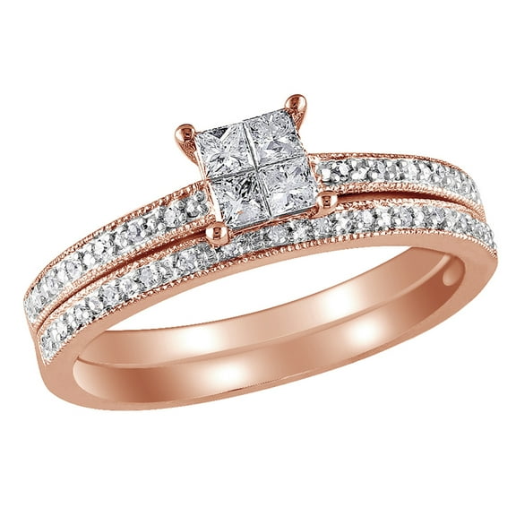 AFFY White Natural Diamond Wedding Ring In 10k Rose Gold (0.33 Cttw)