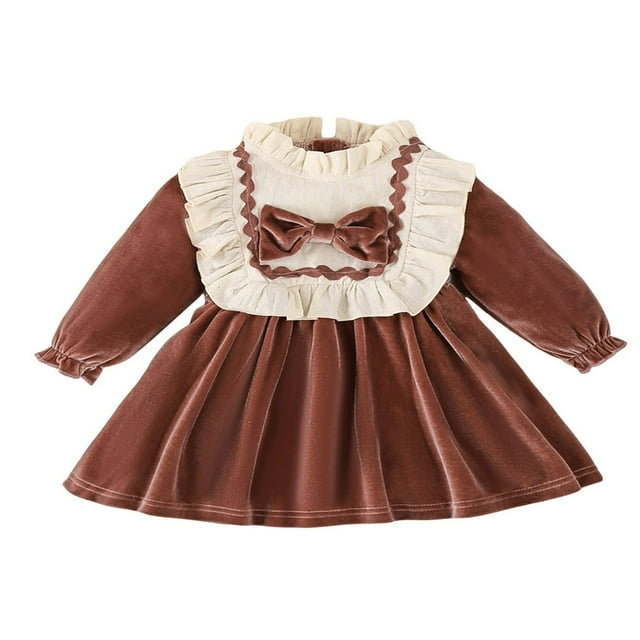Robe en Velours à Manches Longues pour Tout-Petites Filles, Princesse, Robe de Fête de Noël, 1-3 Ans