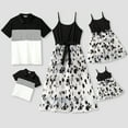 thumbnail image 1 of PatPat Family Matching Color Block Stripe Polo Shirt and Cami Spliced Tulle Dress with flocking Flower Pattern Sets, 1 of 1