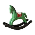 thumbnail image 1 of Wooden Rocking Horse Green Hand Painted Wood Ornament Cute Home Decor for Housewarming Gift 1Pc, 1 of 7