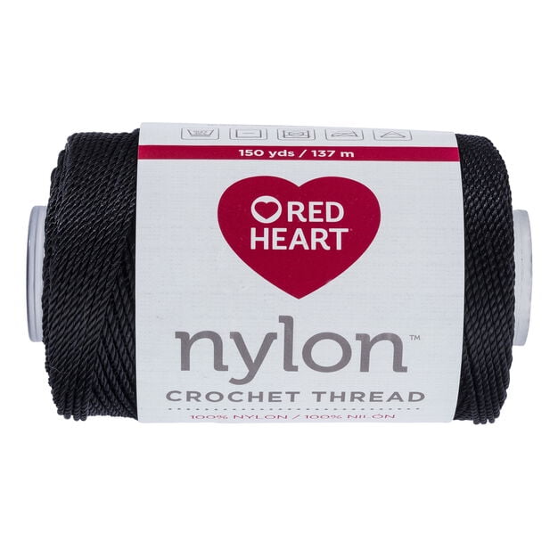 Red Heart Nylon Black Crochet Thread, 150 Yds, Size 18