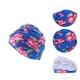 thumbnail image 3 of Gorros de Natación de Patrón de Lirios de Elasticidad Única 1 Pc 5.91"x9.25" Azul Rosa, 3 of 6