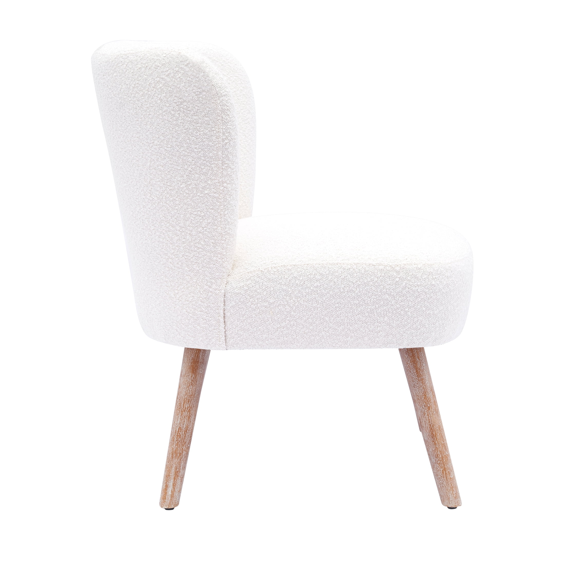 Modern 25" Wide Wingback Accent Chair with Water and Stain Resistant Boucle Upholstered Fabric, Cream