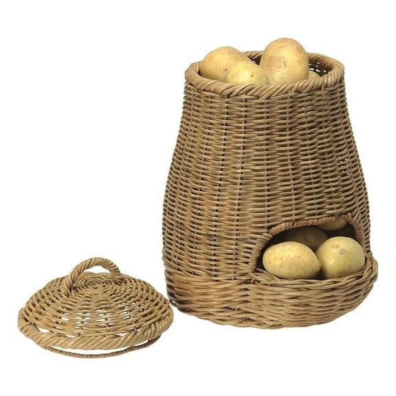 Drevy 1020028 Wicker Potato Fruit and Vegetable Storage Basket, Medium, 10.5" x 10.5" x 15", Brown