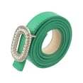 thumbnail image 1 of Cinturón delgado de cuero sintético para mujeres INSPIRE CHIC, cinturón para damas con hebilla de perlas y strass para jeans y pantalones 103x1.8cm/40.6x0.7" Verde, 1 of 6