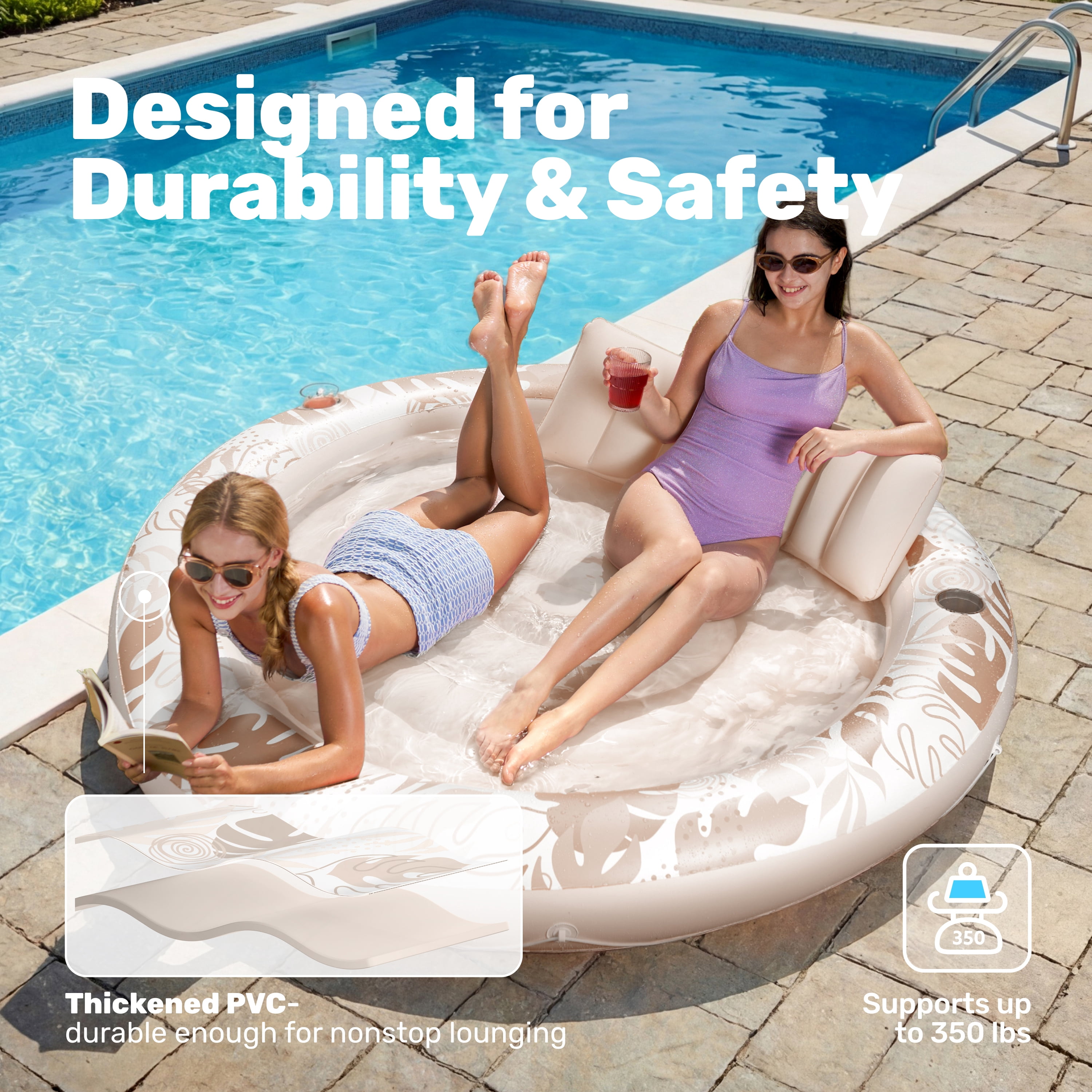 SLOOSH Round Fabric Tanning Pool (Champagne)