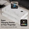 thumbnail image 6 of Feishominoo Coffee Table with Storage for Living Room, Modern High Glossy LED Center Table with Charging Station, White, 6 of 10