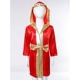 thumbnail image 3 of Linjinx Robe de Boxe pour Garçons Robe Longue en Satin avec Capuche et Ceinture Tenue de Boxe Halloween Bourgogne 8, 3 of 7