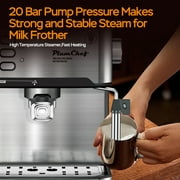 Plum Chef 20 Bar Espresso Machine with Milk Frother Steam Wand, Professional Coffee Maker for Cappuccino & Latte, ESE POD Compatible, 1.5L Removable Water Tank, Stainless Steel