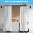 thumbnail image 1 of Corner Shower Curtain Rod 47.2" X (55"-71") Shower Curtain Rod, Convertible U and L Shaped Shower Curtain Rod for Bathroom, 6 Splice Sizes with 24 Stainless Steel Shower Rings, Black, 1 of 7