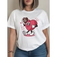 thumbnail image 1 of Camiseta de manga corta con estampado de San Valentín, 100 % algodón, para mujer, para el tiempo libre, 1 of 5