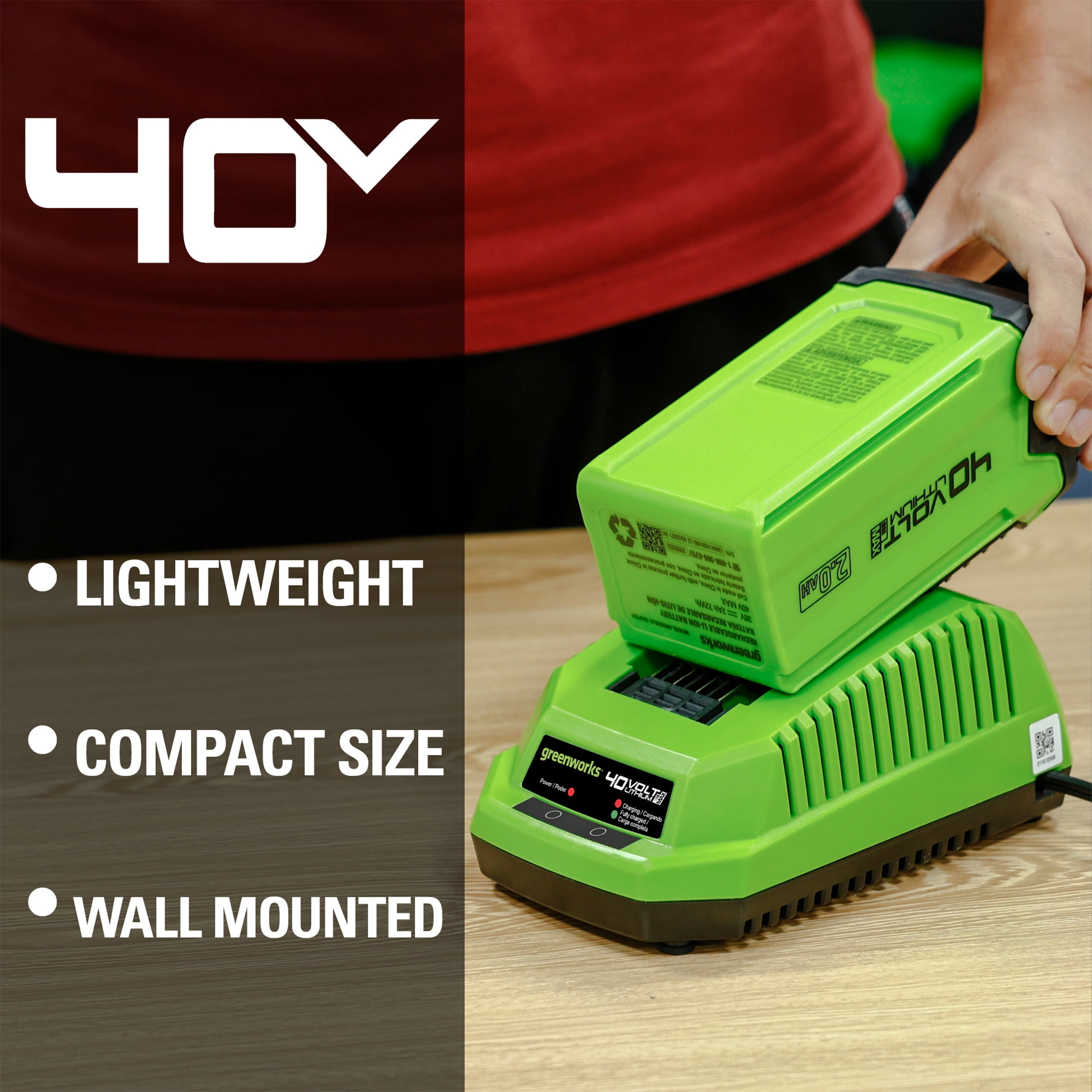 Greenworks 40V Lithium Ion Battery Charger 29482