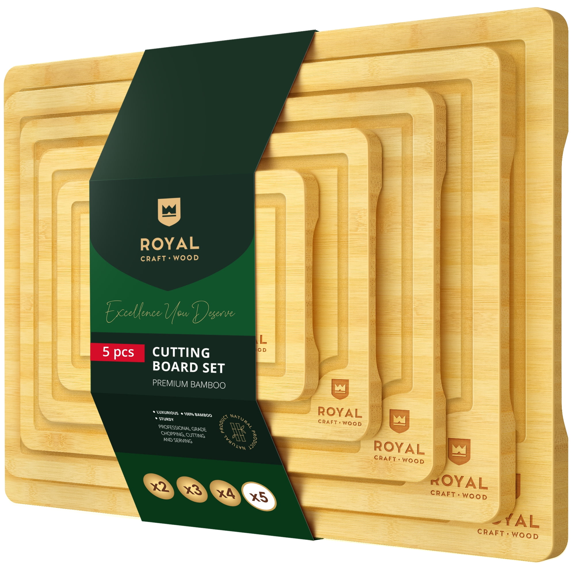 Bamboo Piece Cutting Board Set with Juice Groove Comes With Extra  Lar(並行輸入品)