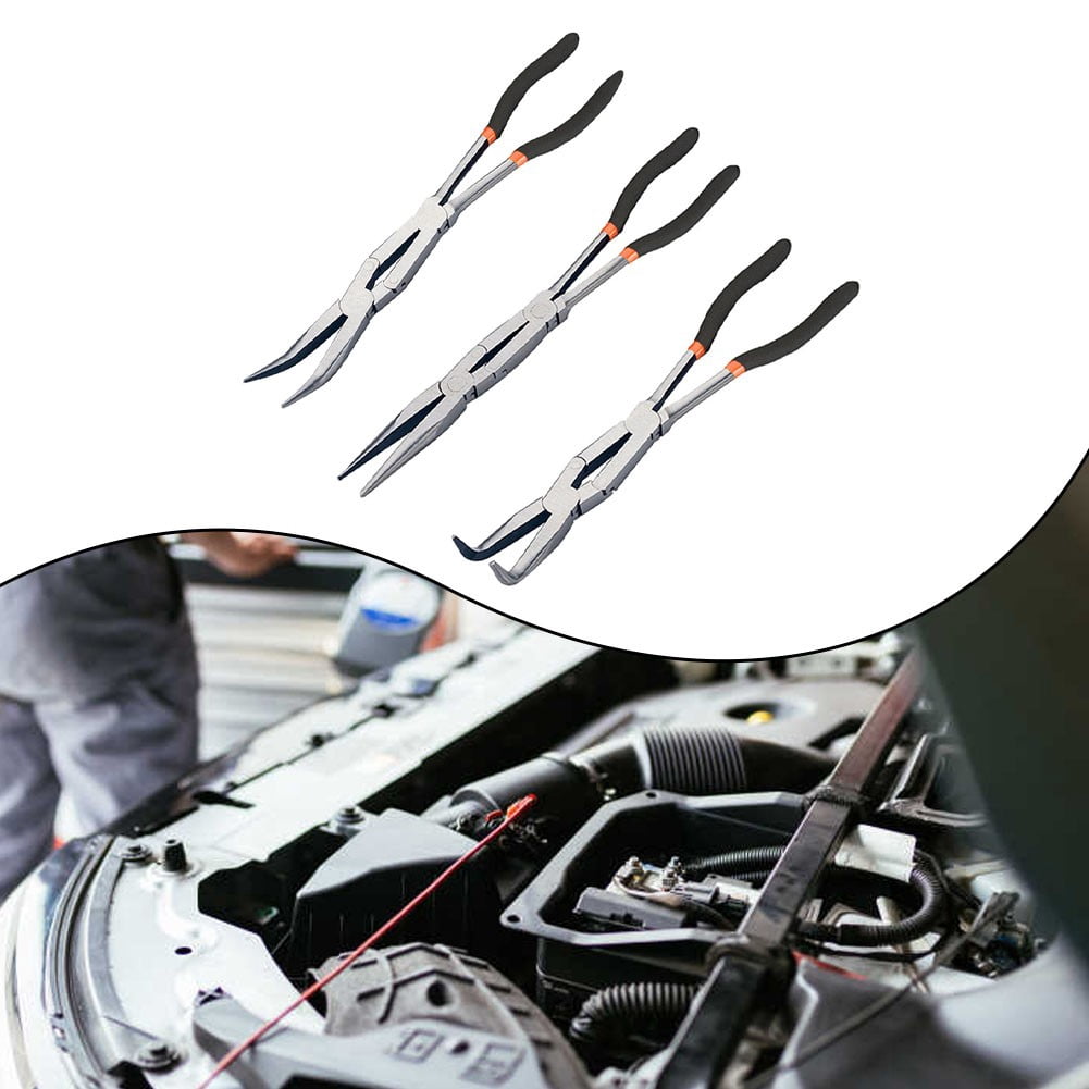 13 Inch Double Joint Extended Needle Nose Pliers Clamping Pliers Long Nose Pliers Extended Handle Curved Nose Pliers Pliers Tip
