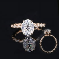 solitaire jewels 1.7CT Oval Moissanit Twisted Shank Engagement Ring For Women, 14K Rose Gold
