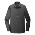 thumbnail image 5 of Mens Slim Fit Long Sleeve Carefree Cotton/Polyester Poplin Shirt Graphite X-Small, 5 of 6