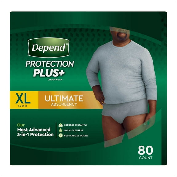 Depend Protection Plus Ultimate Underwear for Men, X-Large, 80 Count