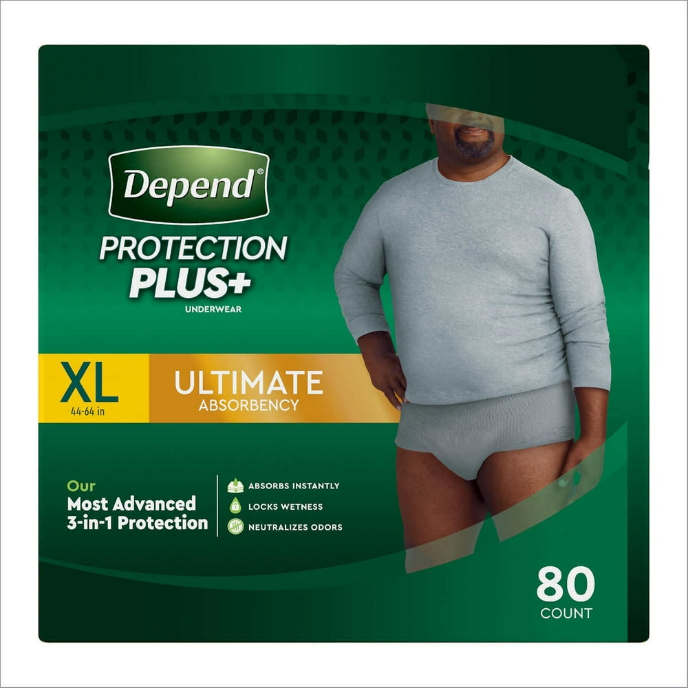 Depend Protection Plus Ultimate Underwear for Men, XLarge (80 Count