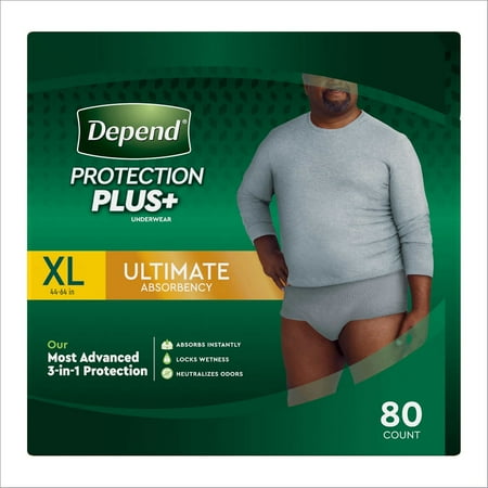 Depend Protection Plus Ultimate Underwear for Men X-Large - 80 Count
