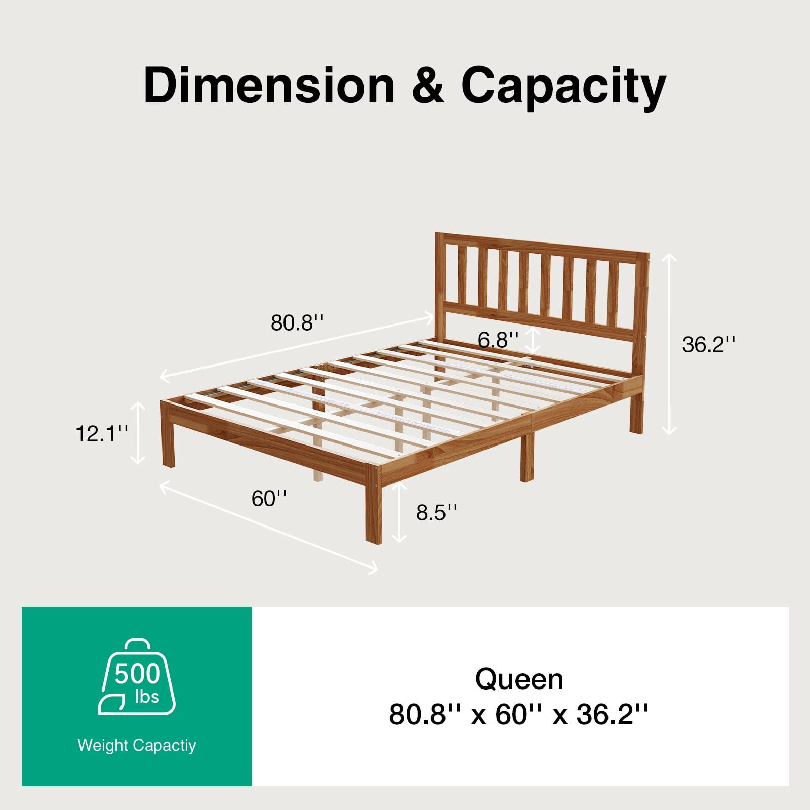 Novilla 12 Inch Queen Bed Frame with Headboard, Queen Size BedFrame with Headboard Classic Wooden Bed Frame Queen Size with Wood Slat Support, No Box Spring Needed, Easy Assembly, Natural Grain Wood